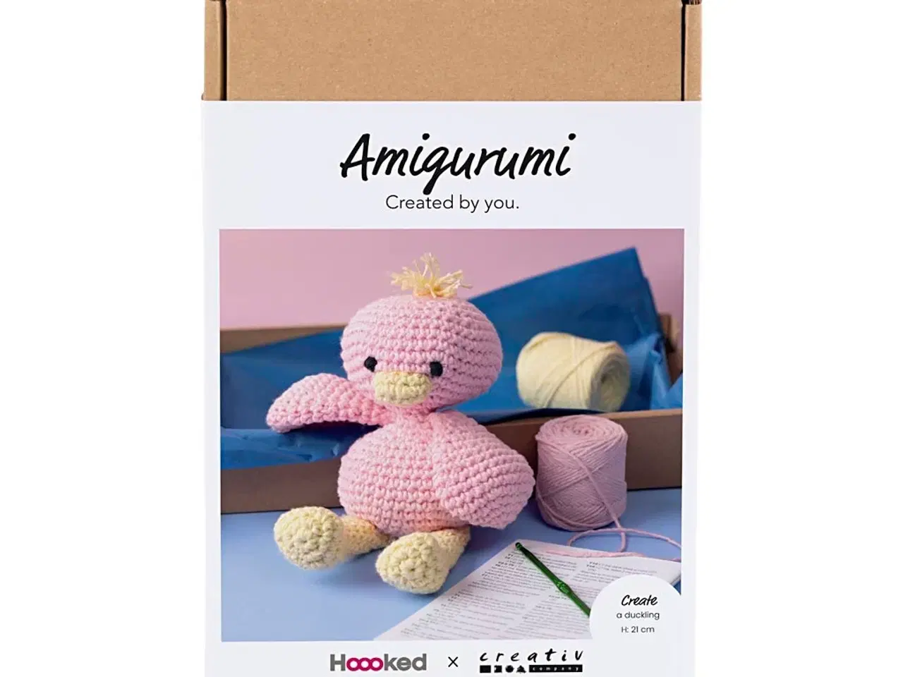 Billede 1 - DIY Kit Amigurumi, Ælling, lys pink, lys gul, 1 pk.