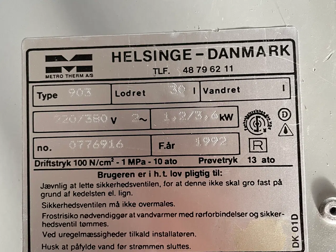 Billede 4 - Vandvarmer  metro