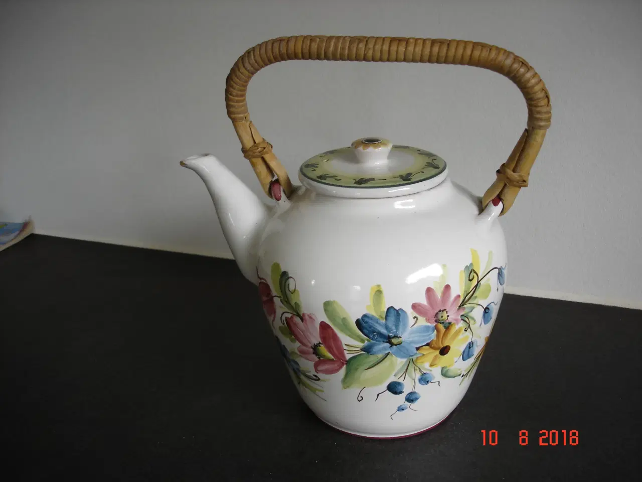 Billede 1 - tekande m. bambushank, Keramik