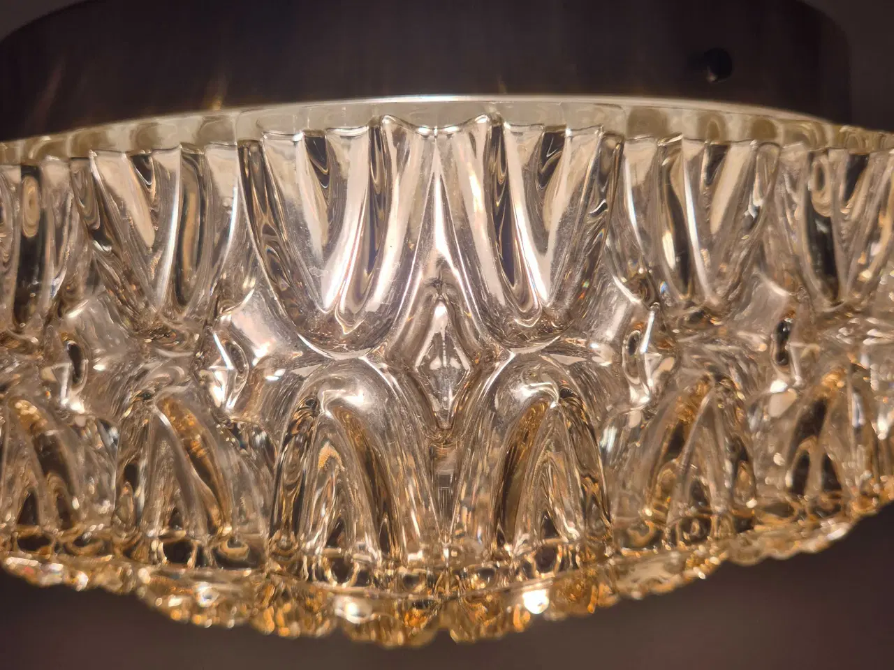 Billede 5 - Stor lampe i messing og gyldent glas 