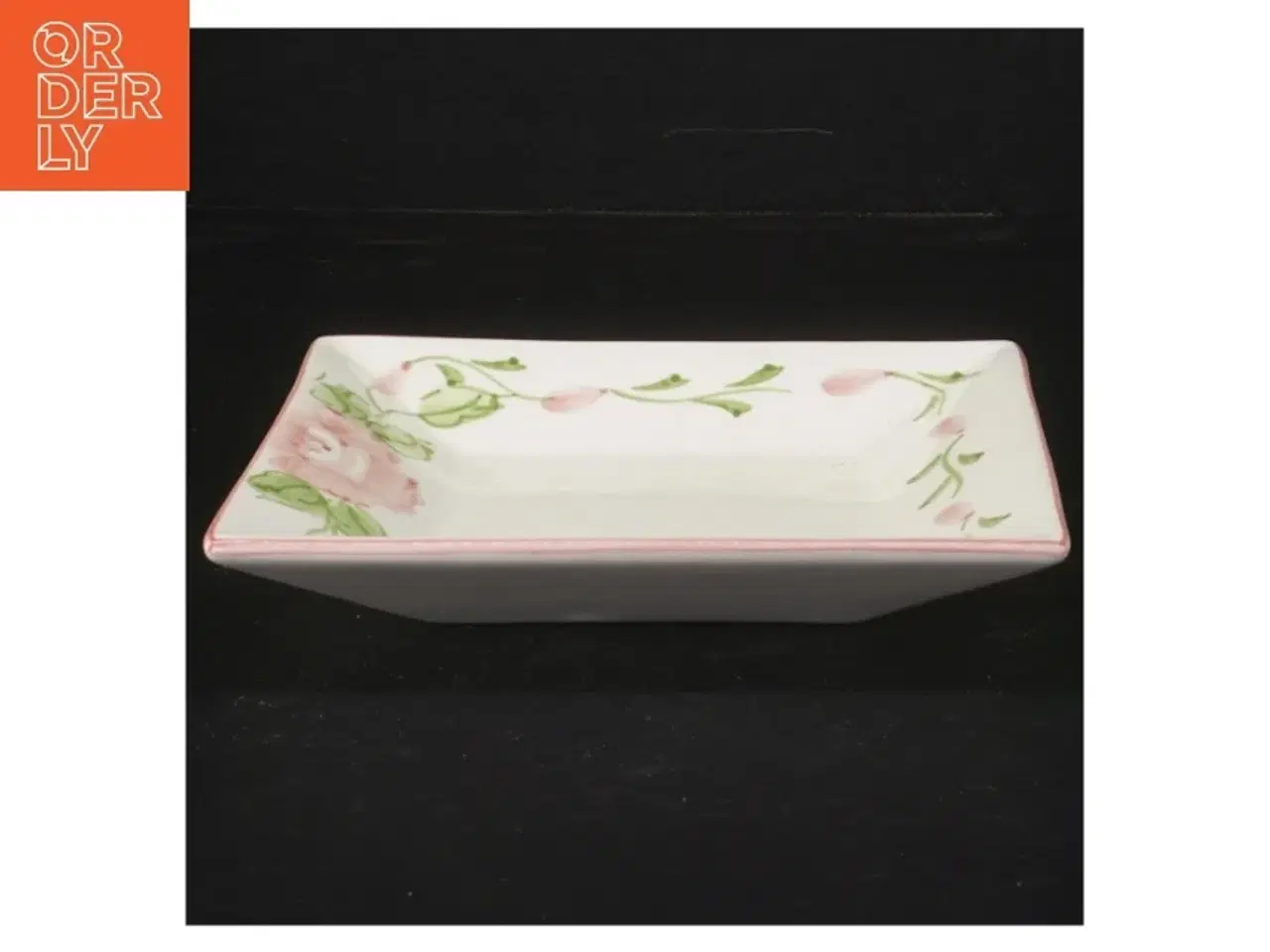 Billede 2 - Firkantet porcelænsfad med blomster (str. 15x15 cm)