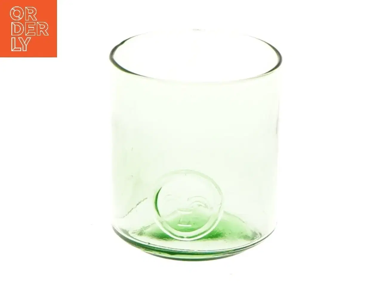 Billede 1 - Grønt glas med fransk lilje motiv (str. 8 cm)