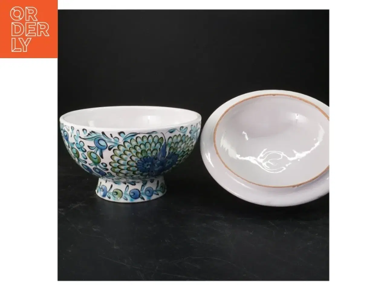 Billede 1 - Keramisk skål med låg fra LAROS PHONOS (str. 20x19 cm)