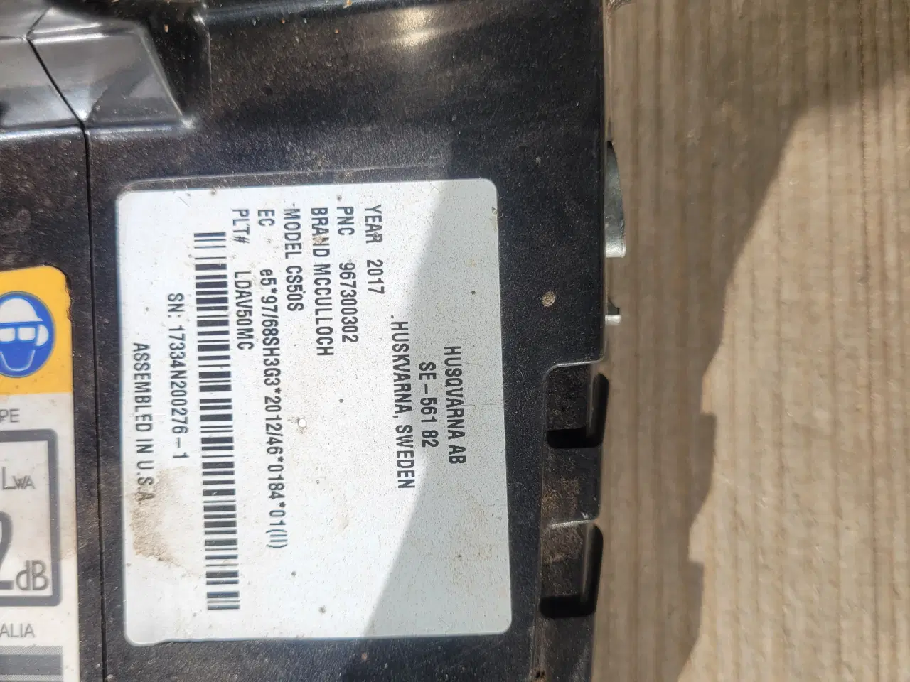 Billede 3 - Motorsav McCulloch Husqvarna model CS50 