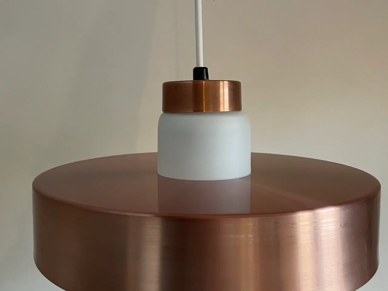 Billede 1 - Smuk retro lampe i kobber og opalglas fra 60’erne 