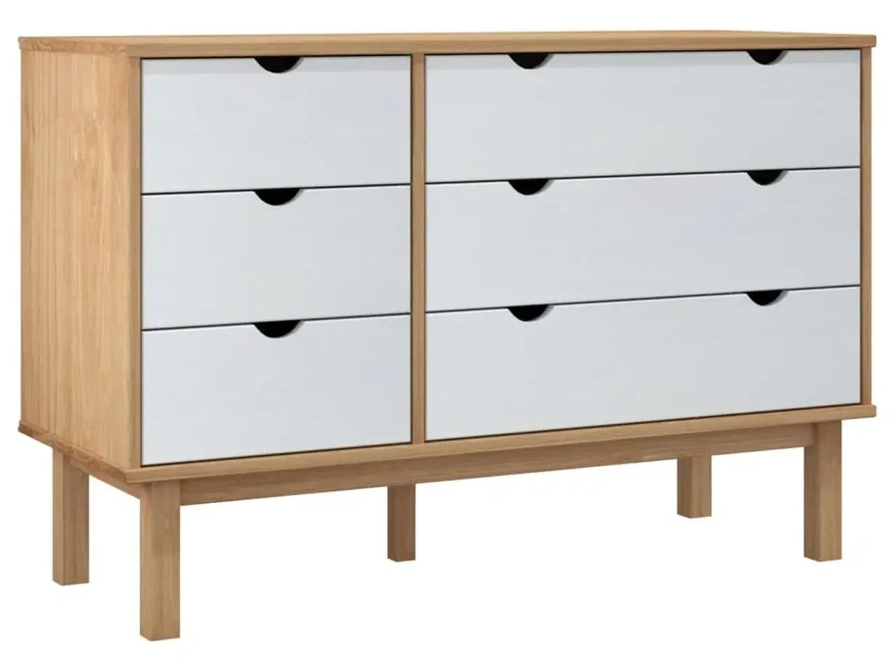 Billede 2 - Kommode OTTA 111x43x73,5 cm massivt fyrretræ brun og hvid