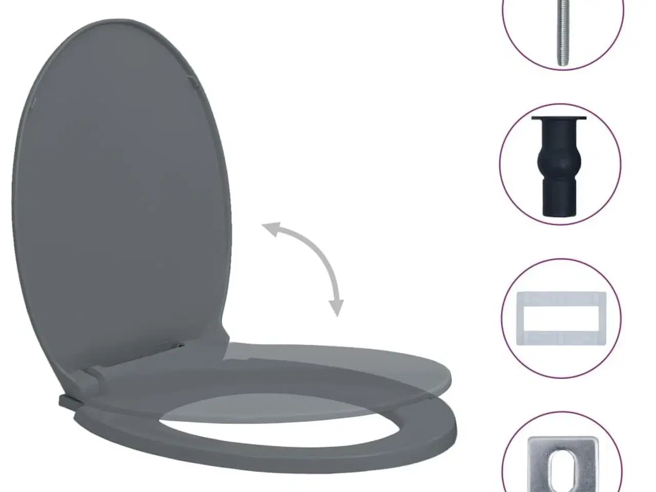 Billede 2 - Toiletsæde med soft close og  quick release-funktion oval grå