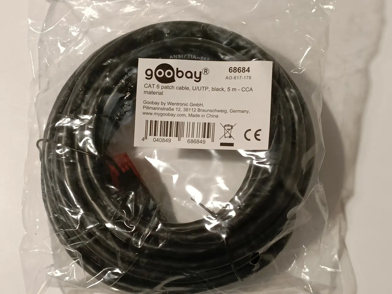 Billede 1 - 5m. Sort LAN UTP CAT 6