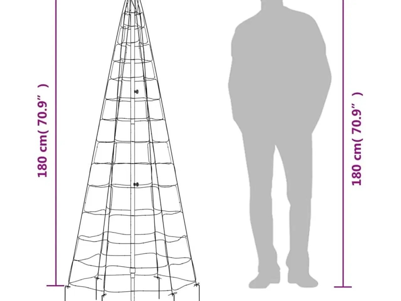 Billede 10 - LED-juletræ med spyd 220 LED'er 180 cm farverigt lys