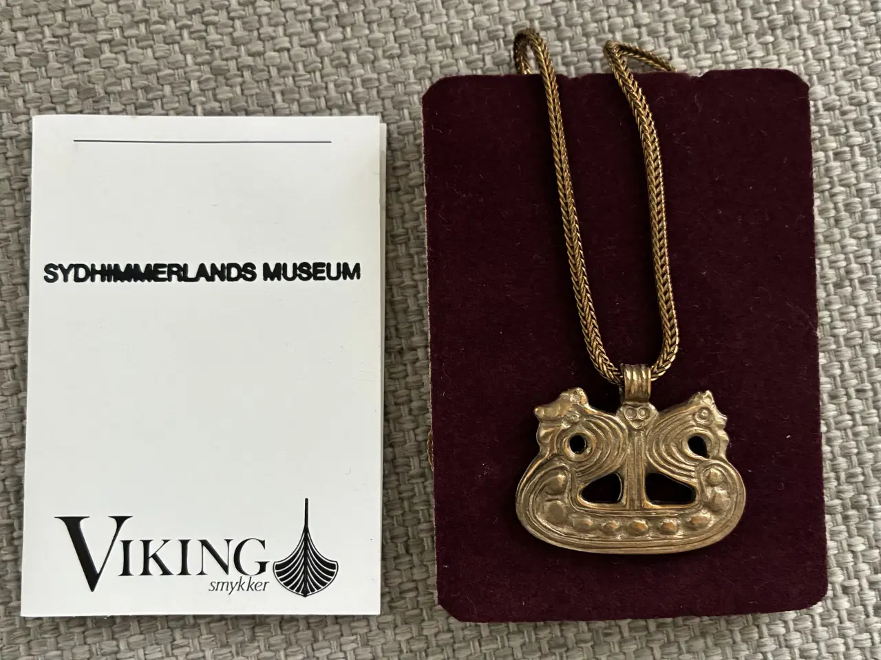 Billede 1 - NYT Vikingesmykke, halskæde i bronze - Vikingeskib