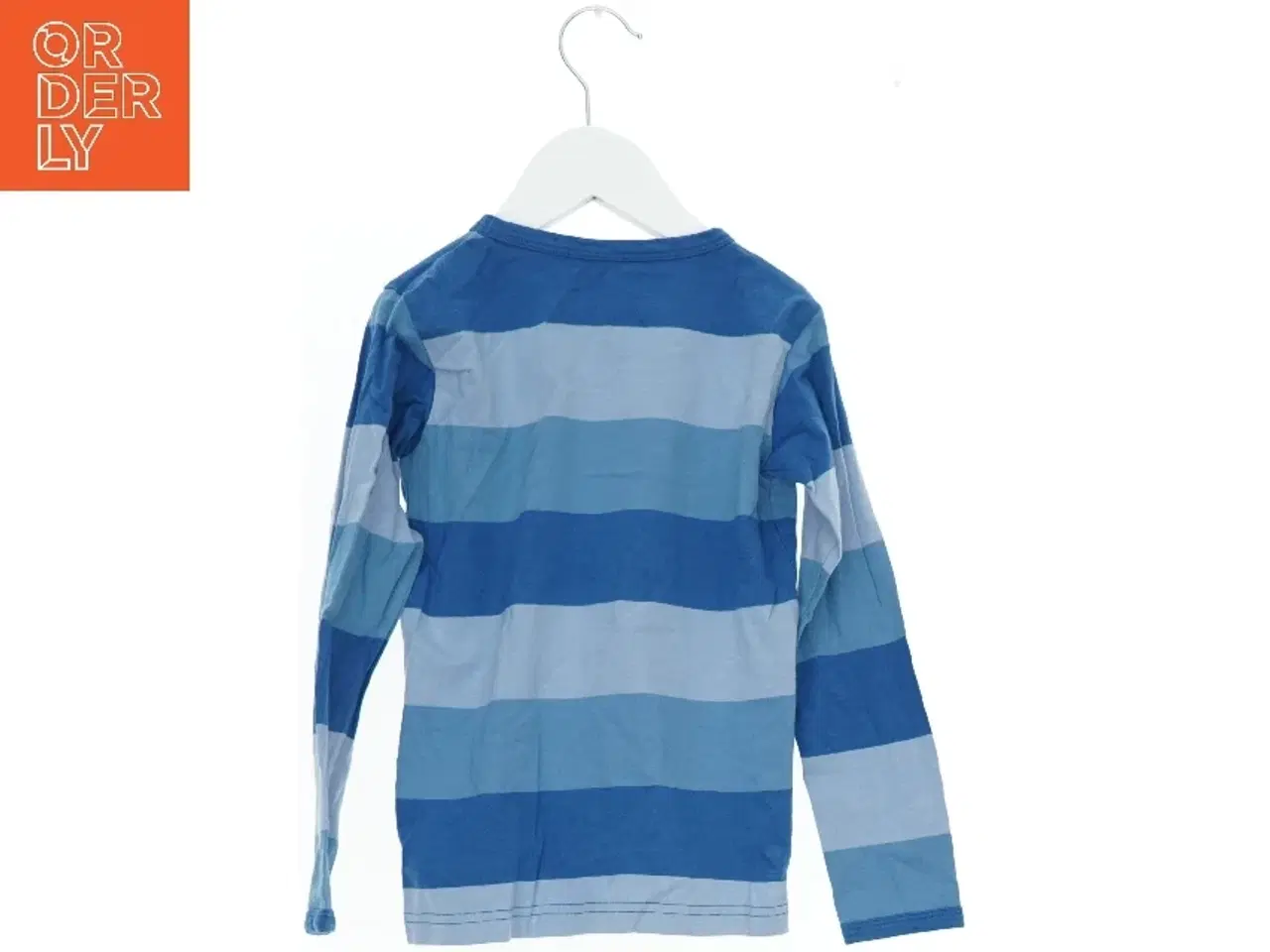 Billede 2 - Blå stribet langærmet t-shirt til børn fra Danefæ (str. 104)
