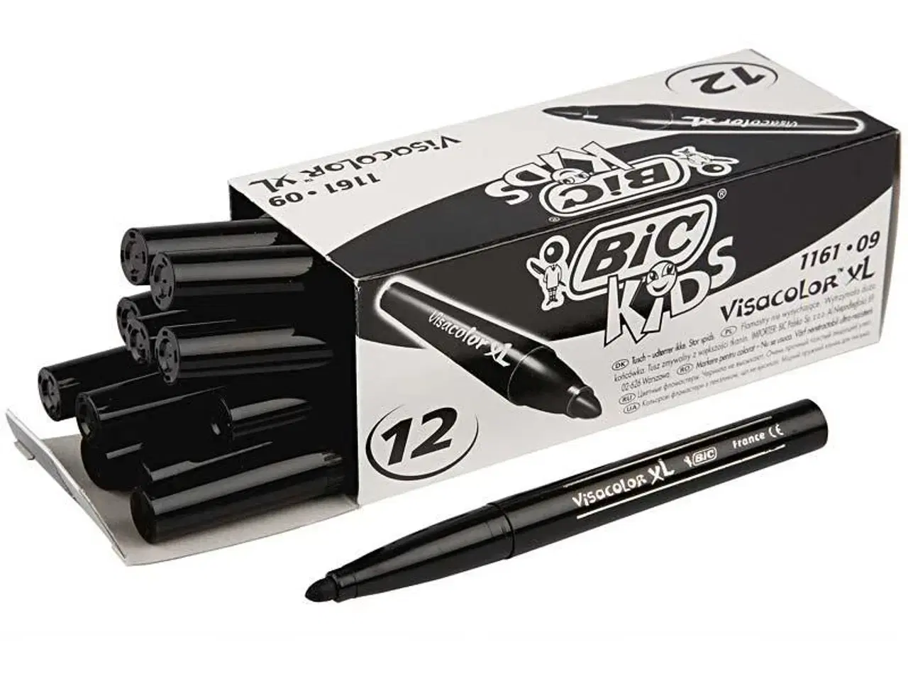 Billede 1 - BIC Visa Color Tusch, 3 mm, Sort - 12 stk.