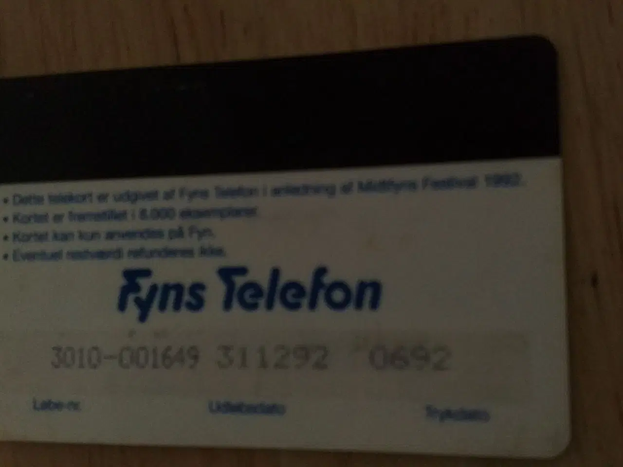 Billede 2 - Telefon kort Midtfyns festival 1992