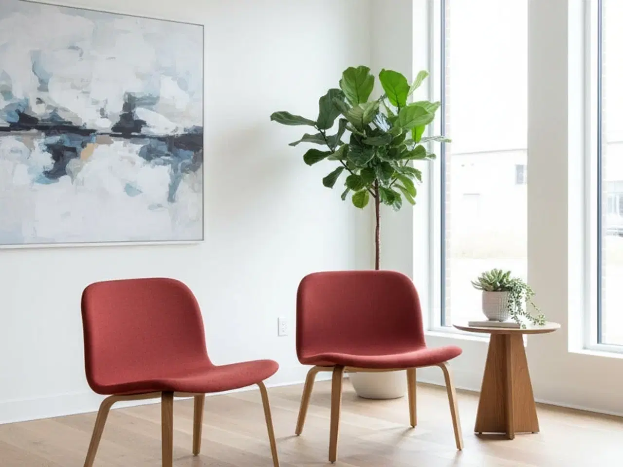 Billede 2 - Muuto Visu Loungestol – Rød/Eg Stel