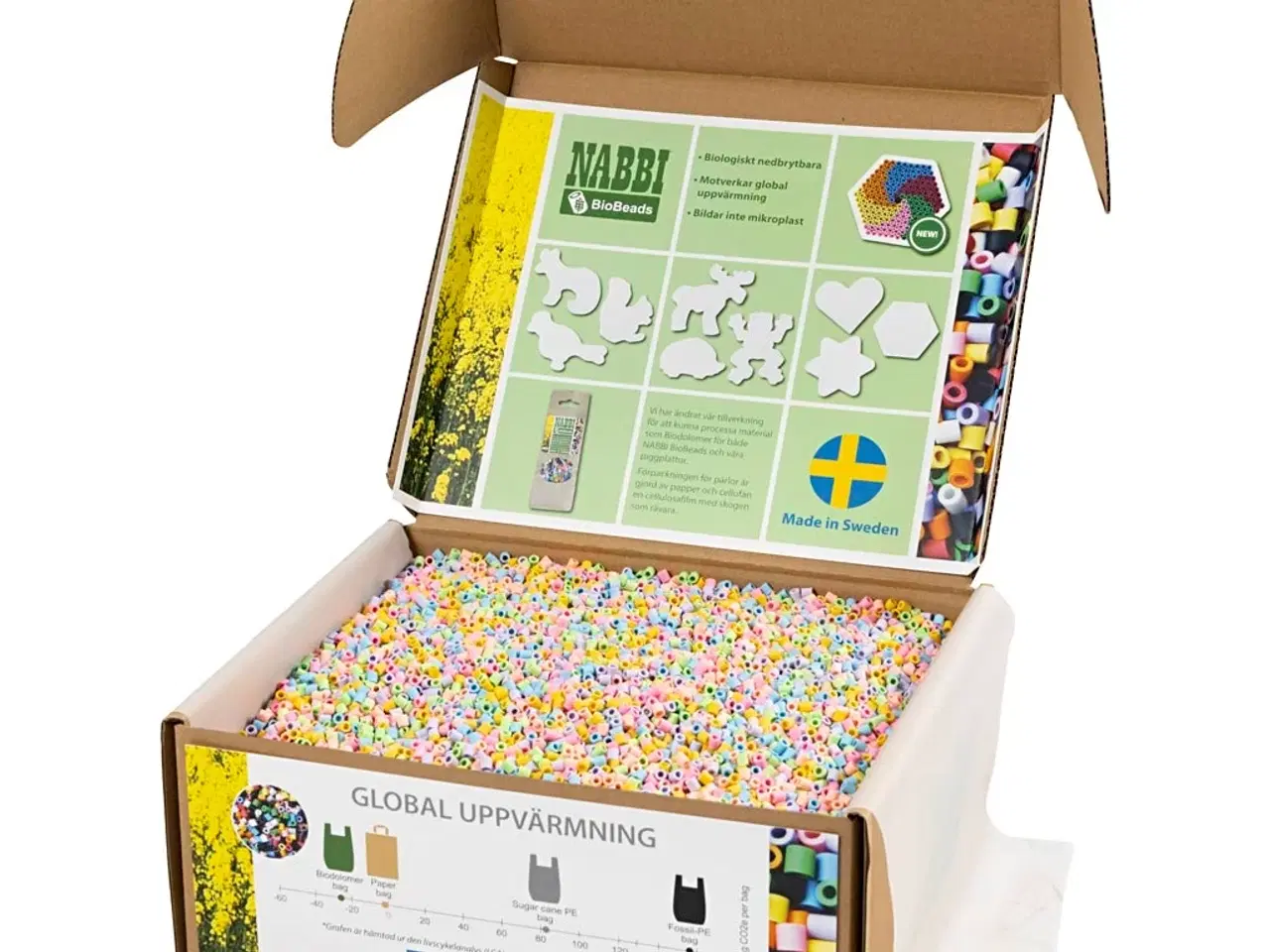 Billede 1 - NABBI BioBeads Rørperler, str. 5x5 cm, medium, pastelfarver, 55000stk./ 1 pk.