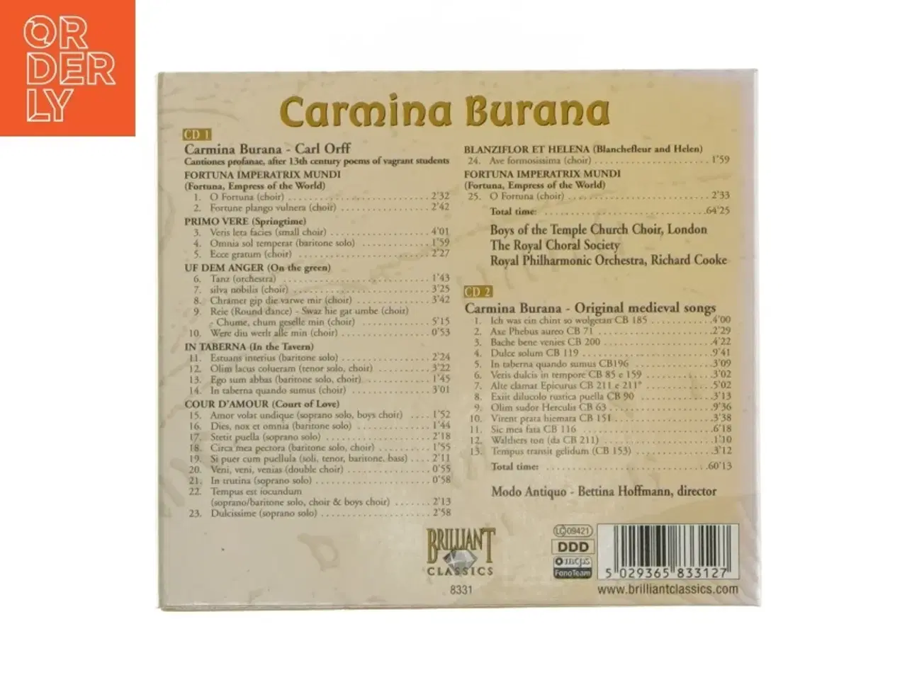 Billede 2 - Carmina Burana CD-sæt fra Brilliant Classics