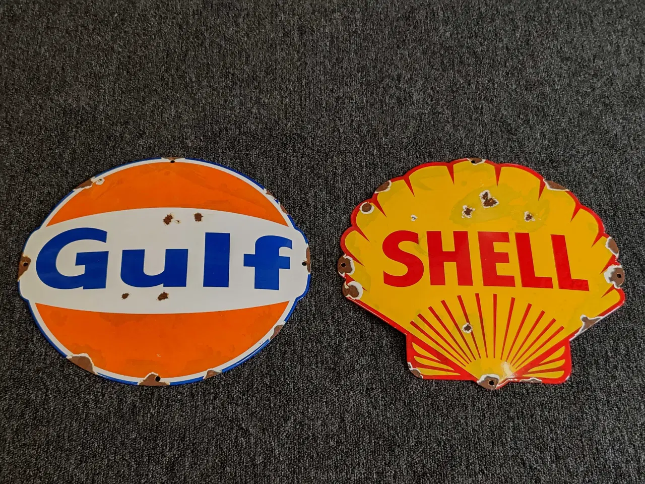 Billede 1 - Shell og Gulf emaljeskilte