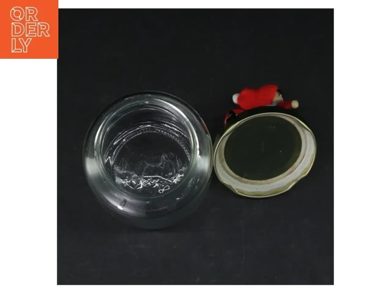Billede 4 - Glasbeholder med juledekoration (str. Ø. 8 cm. længde, 9,5 cm)