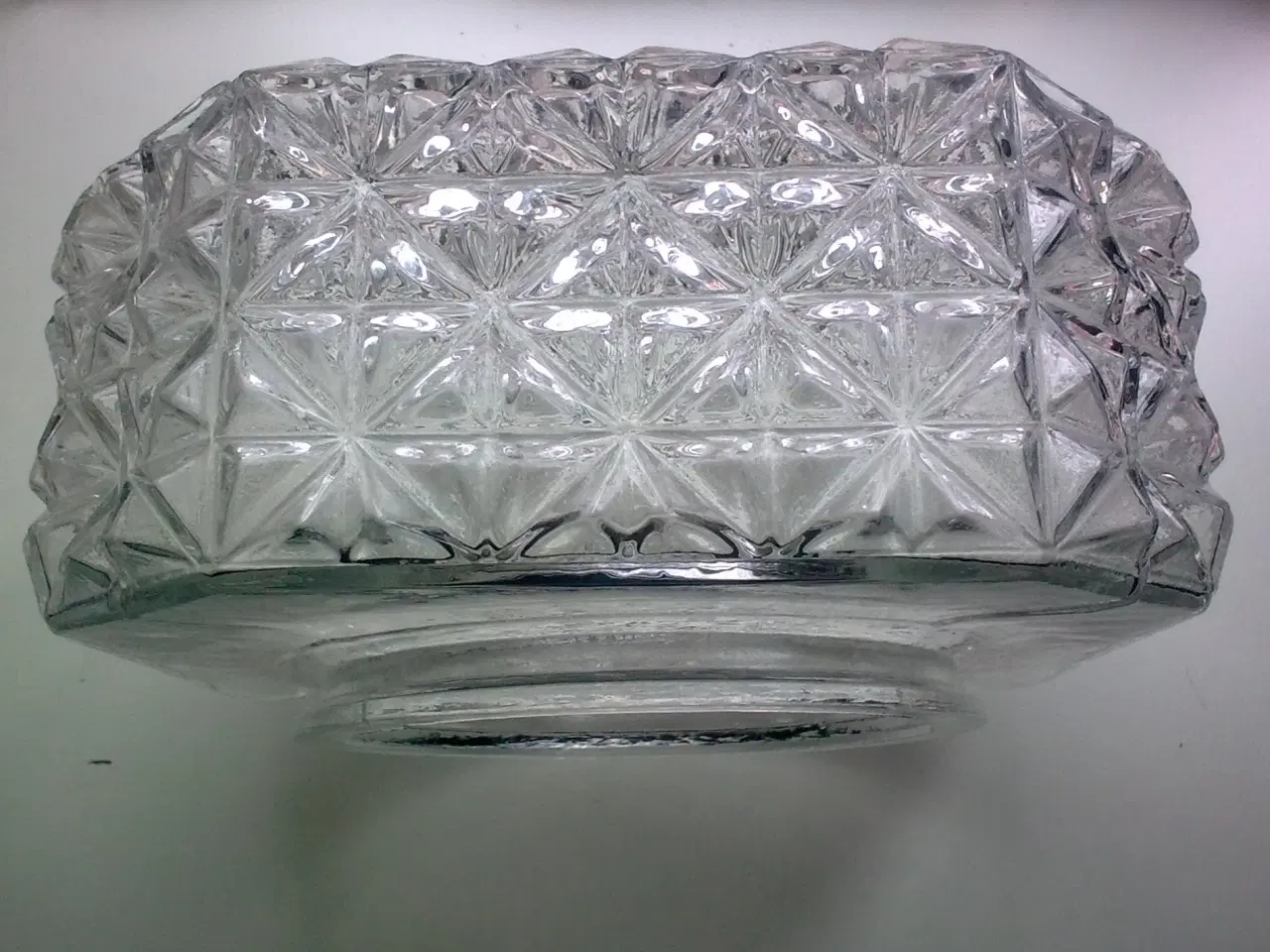 Billede 19 - Plafond firkant lampe klar reliefglas DANSK retro