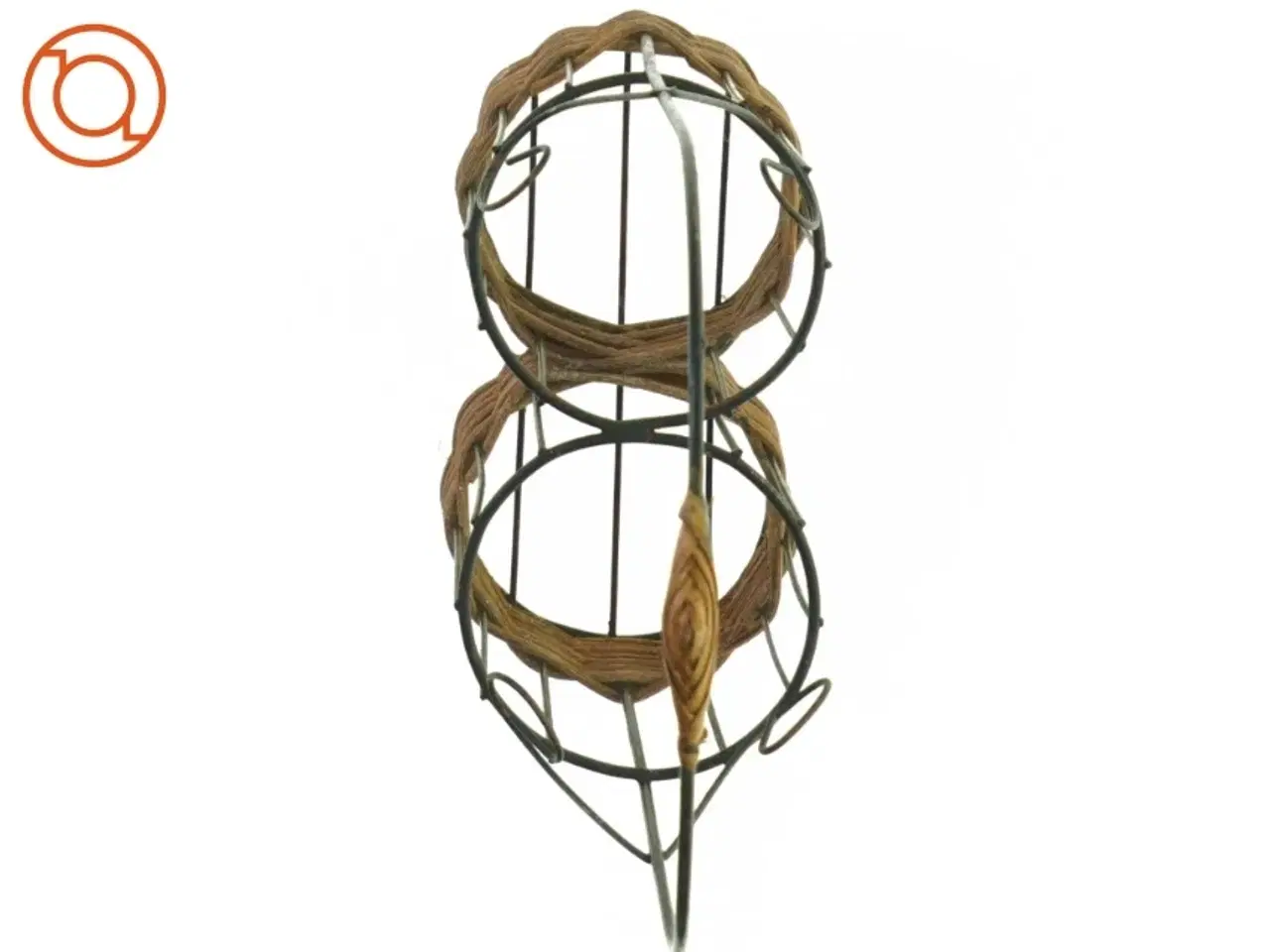 Billede 2 - Flaskeholder Kurv i Flet og metal med håndtag , Gaveindpakning (str. 39 x 21 x 10 cm)