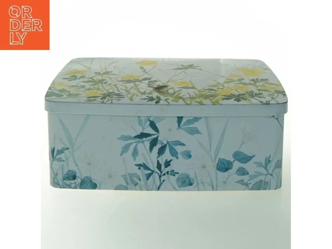 Billede 3 - Vintage Rektangulær metalæske med blomsterdesign (str. 24,5 x 21,5 cm)