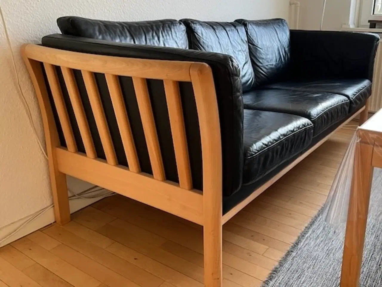 Billede 2 - Lædersofa sæbebehandlet bøg BYD