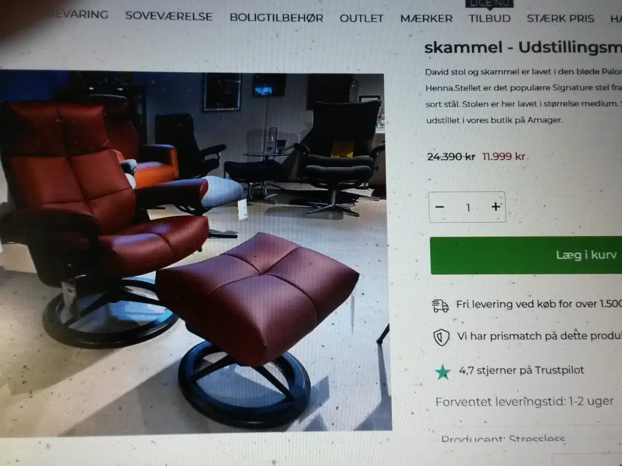 Billede 3 - stressless david med skammel på signatur stel.