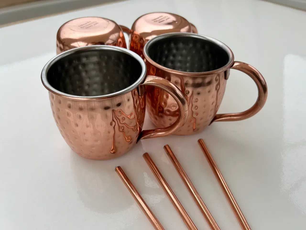 Billede 1 - 4 stk. Moscow mule krus. incl. 4 stk. sugerør