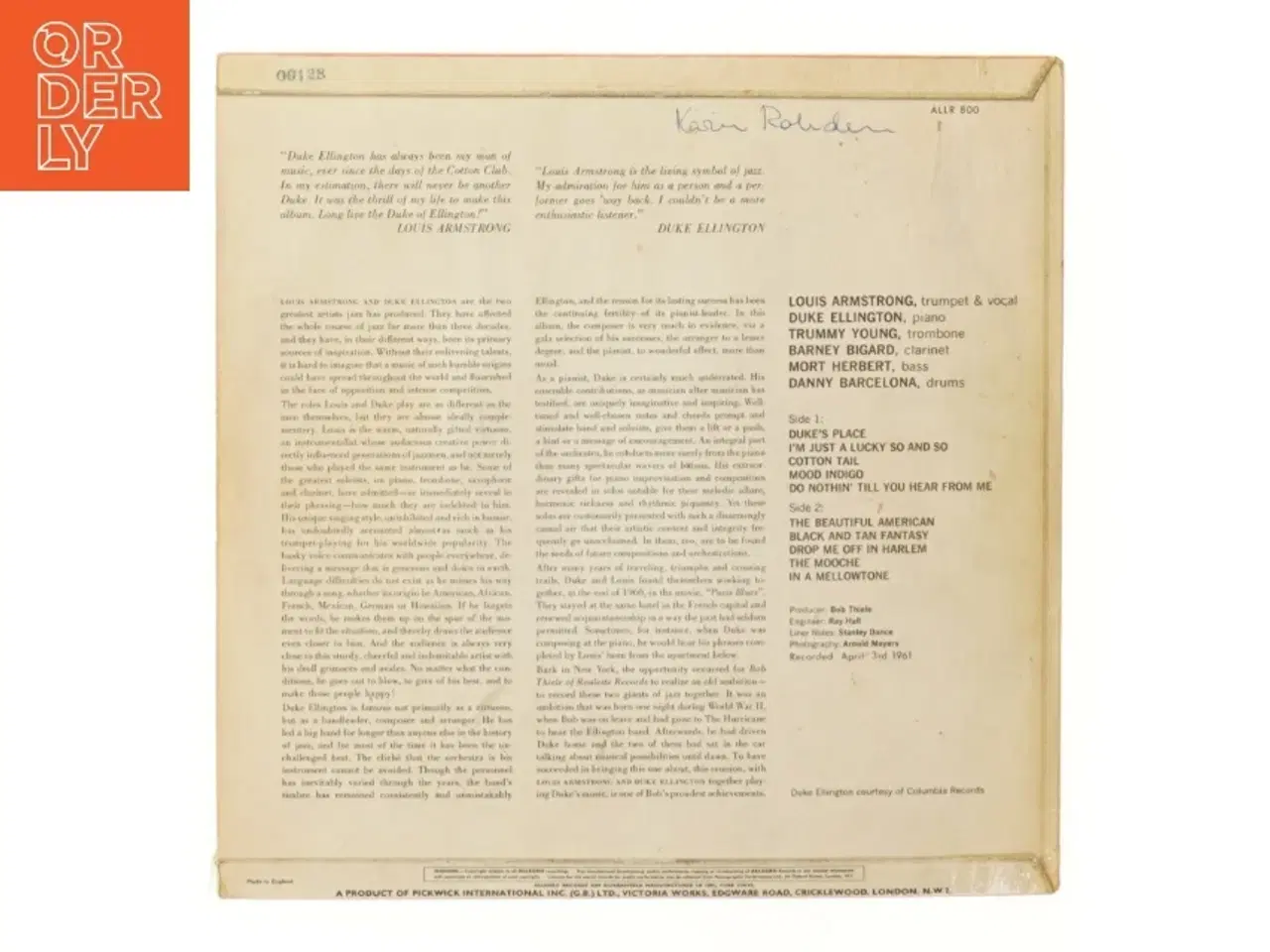 Billede 2 - Louis Armstrong & Duke Ellington vinyl fra Roulette