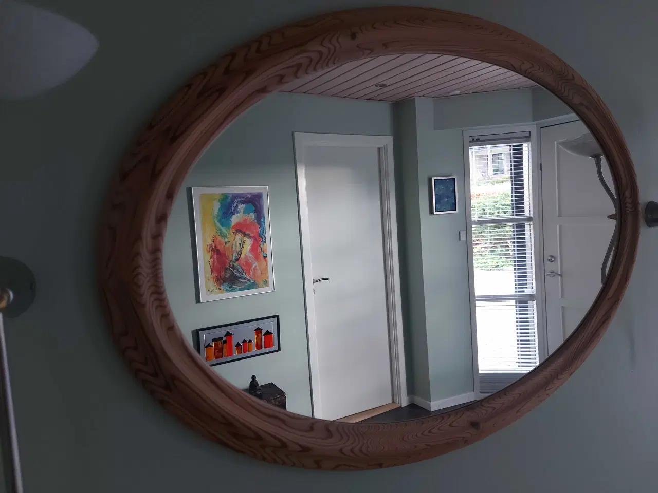 Billede 1 - Ovalt og pænt ubehandlet fyrtræsspejl