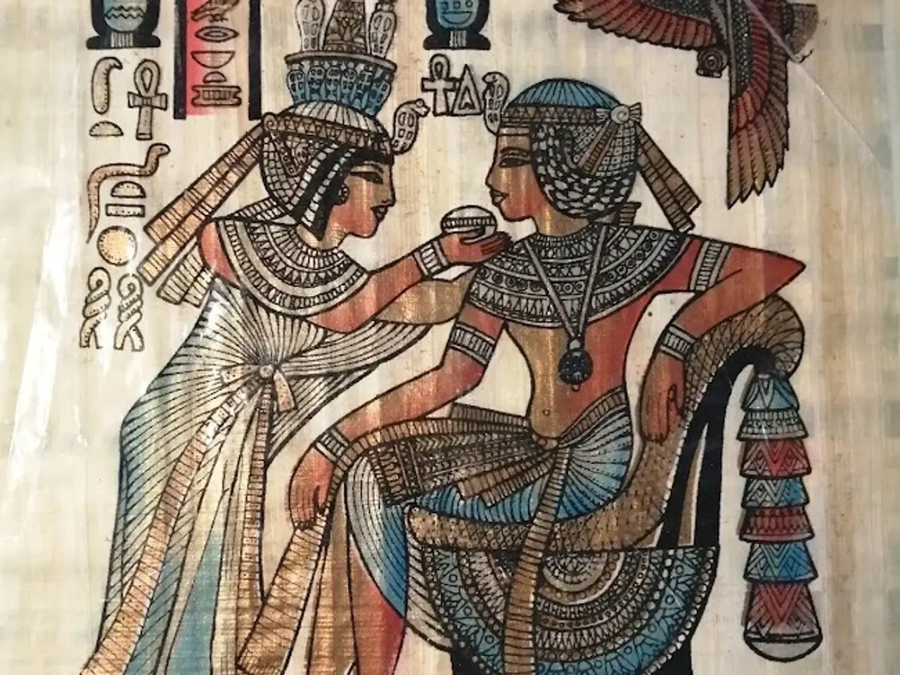 Billede 2 - Smuk Håndtegnet Egyptisk Papyrus af Faraoh