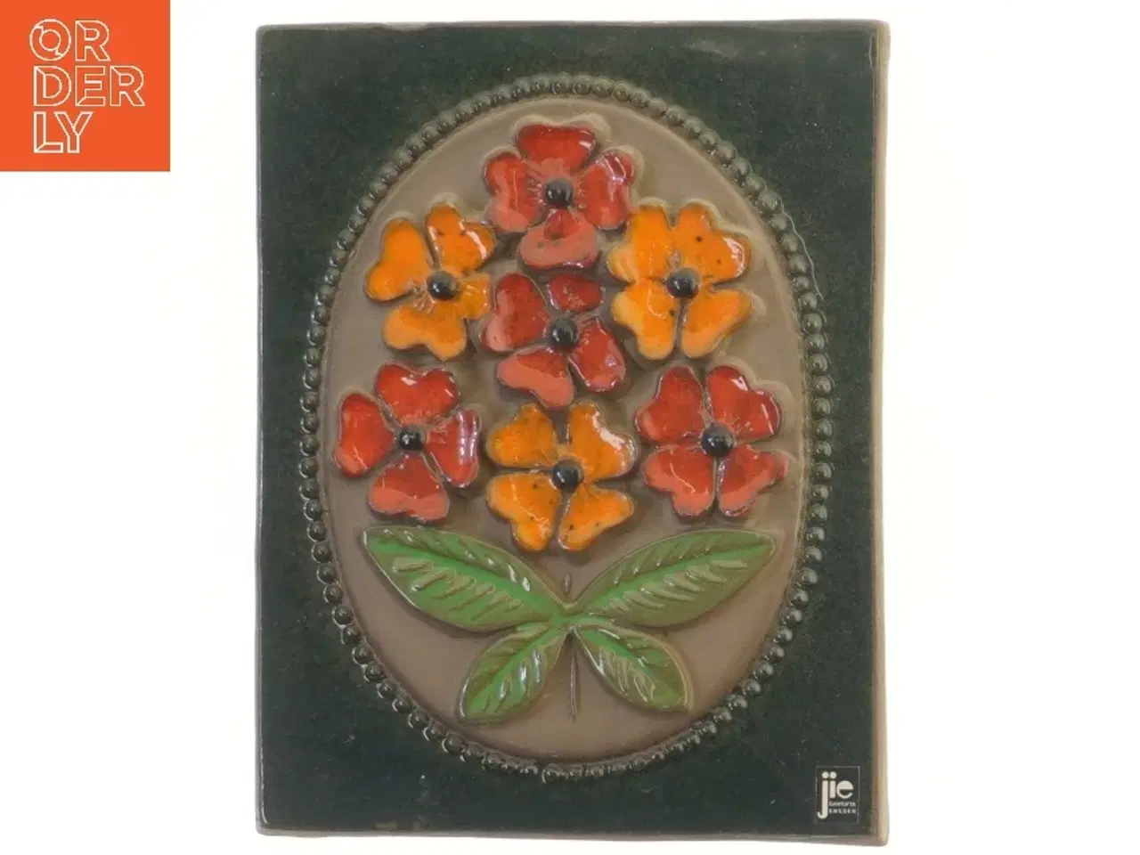 Billede 1 - Keramisk vægplade med blomster fra JIE (str. 23x18 cm)