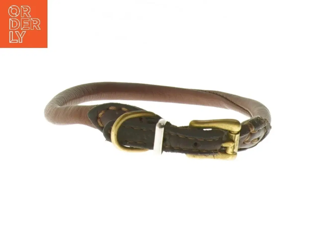 Billede 2 - Brunt hundehalsbånd? med guldspænde (str. Ø 17 cm)