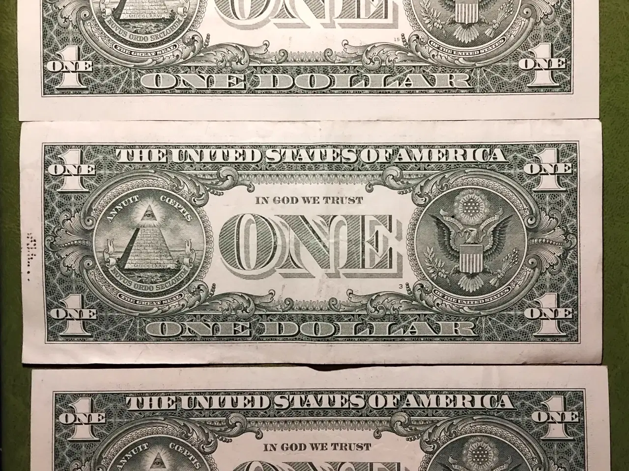 Billede 2 - USA 3 x One 1 Dollar Alle Forskellige