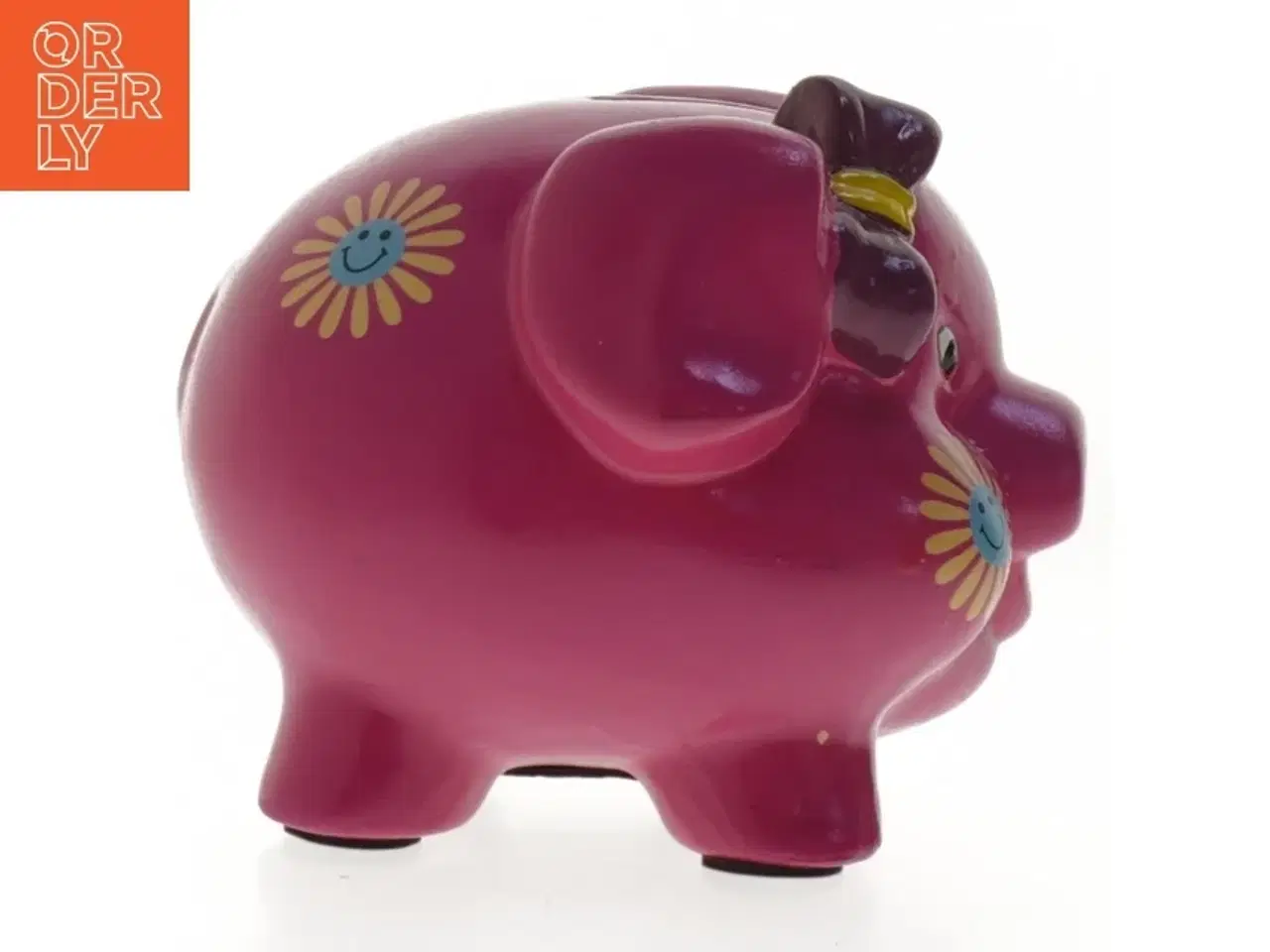 Billede 3 - Lyserød sparegris med blomster (str. 14 cm)