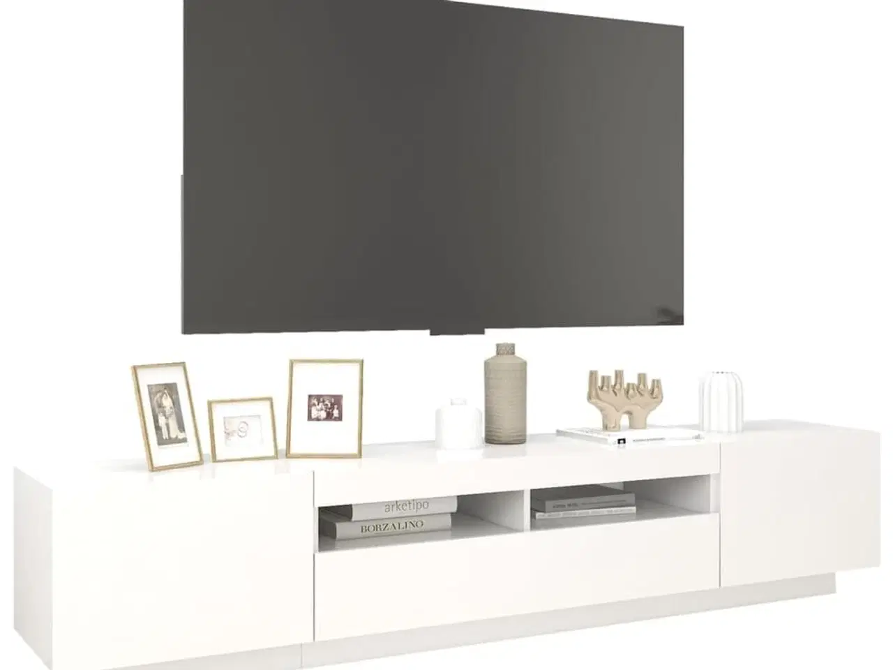 Billede 6 - Tv-skab med LED-lys 200x35x40 cm hvid