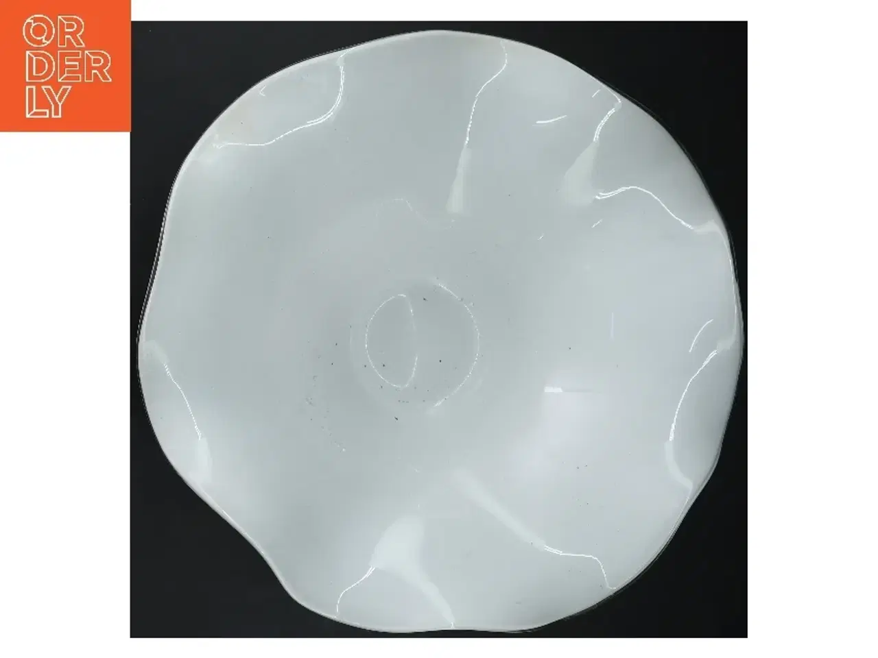 Billede 2 - Hvid dekorativ glasskål (str. Ø 30,5 cm)