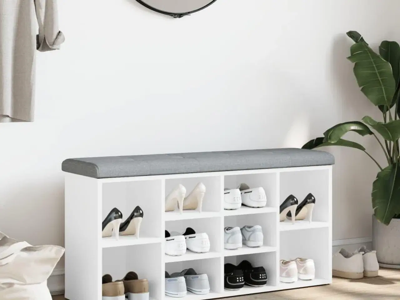 Billede 3 - Skobænk hvid 102x32x50 cm konstrueret træ