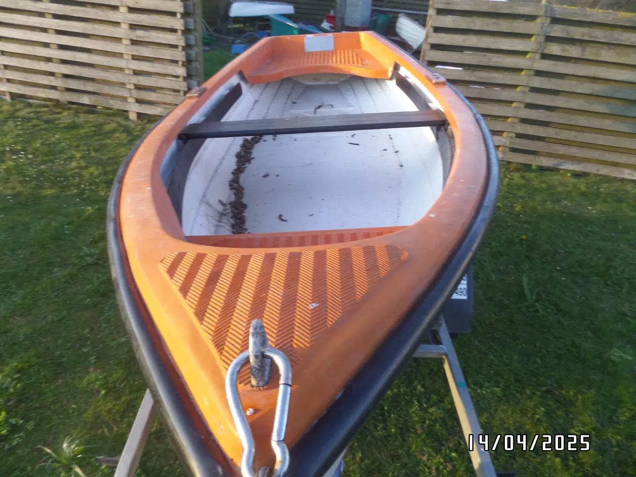 Billede 3 - Klinkbygget glasfiber fiskejolle. Uden ophalervogn