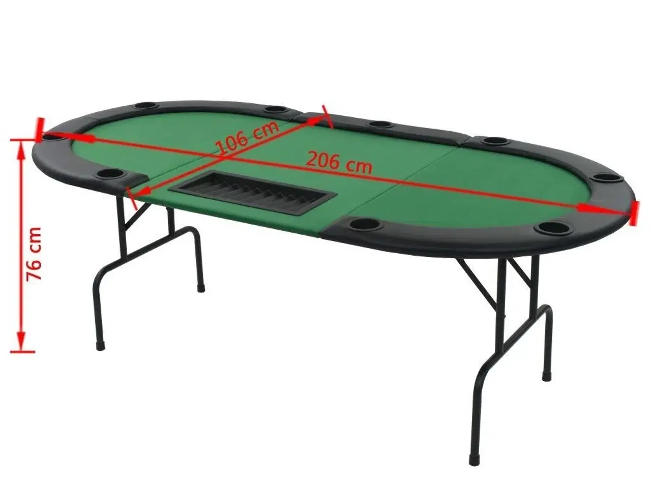 Billede 8 - Foldbart pokerbord til 9 spillere 3-fold oval grøn