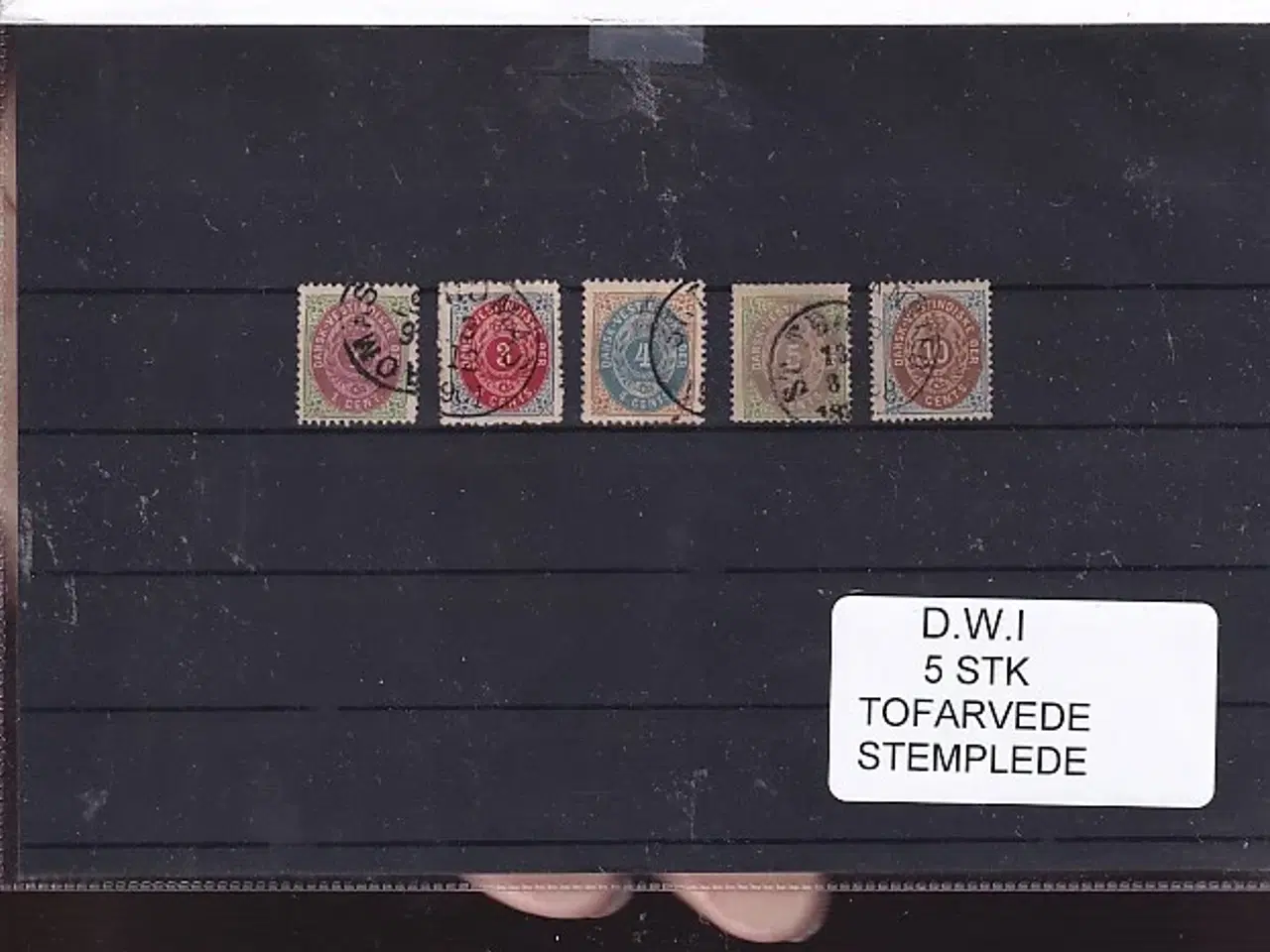 Billede 1 - Dansk Vestindien - 5 Stk. Tofarvede - Stemplet