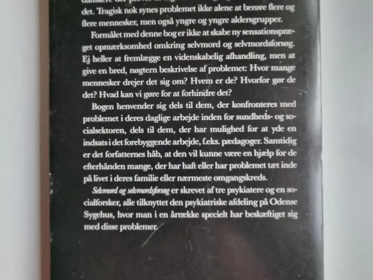 Billede 1 - Unni Bille-Brahe mfl.: Selvmord og selvmordsforsøg