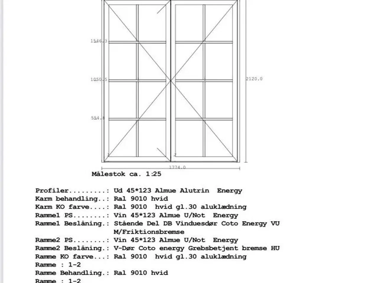 Billede 2 - Dobbelt terassedør, Krone vinduer Træ/alu MOMSFRI