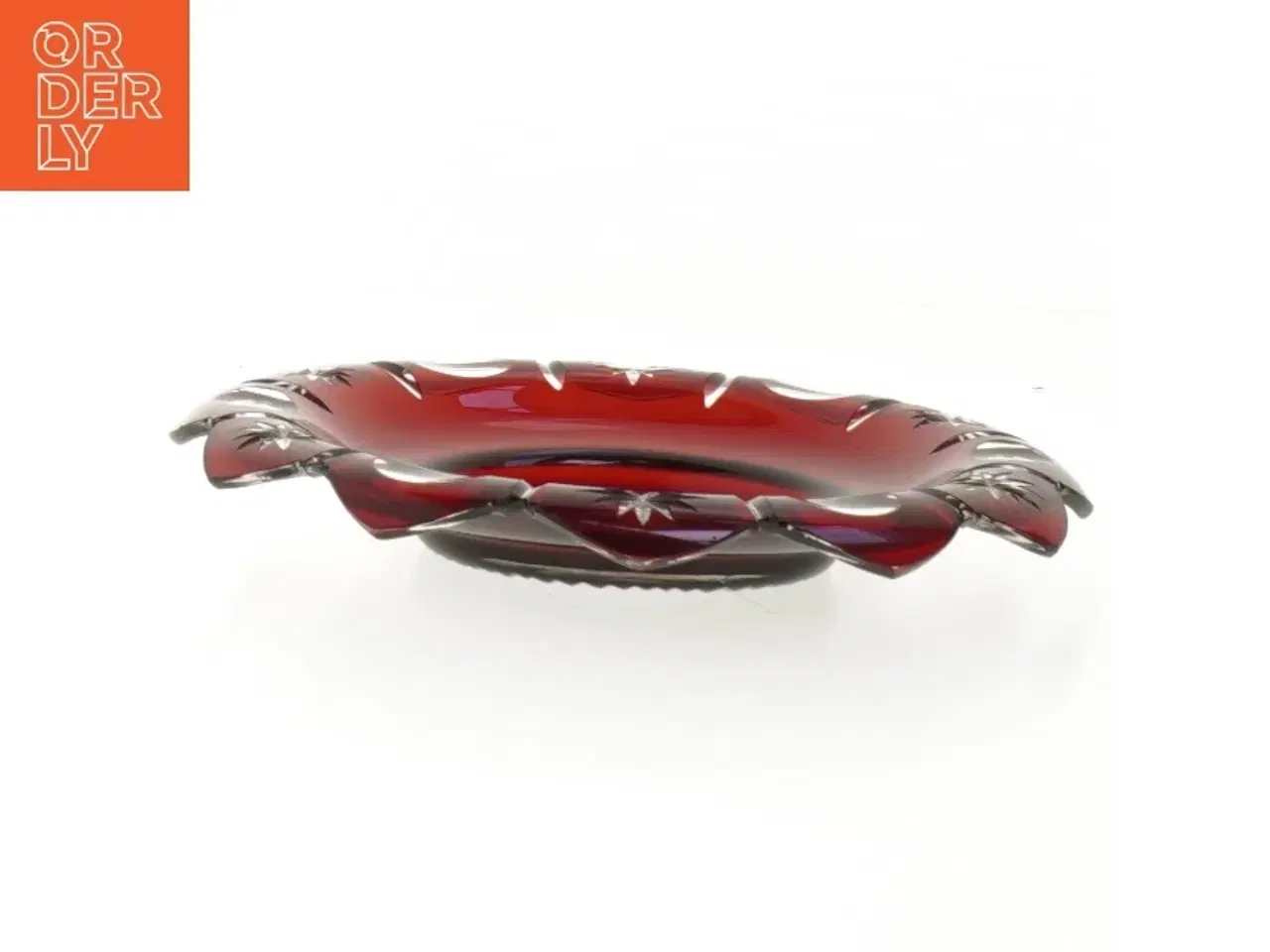 Billede 3 - Rødt dekorativt glasfad (str. Ø 18,5 cm)