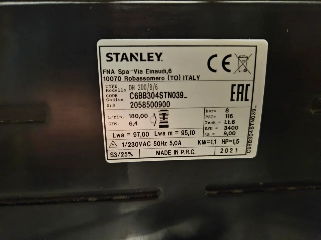Billede 3 - Kompressor Stanley DN200