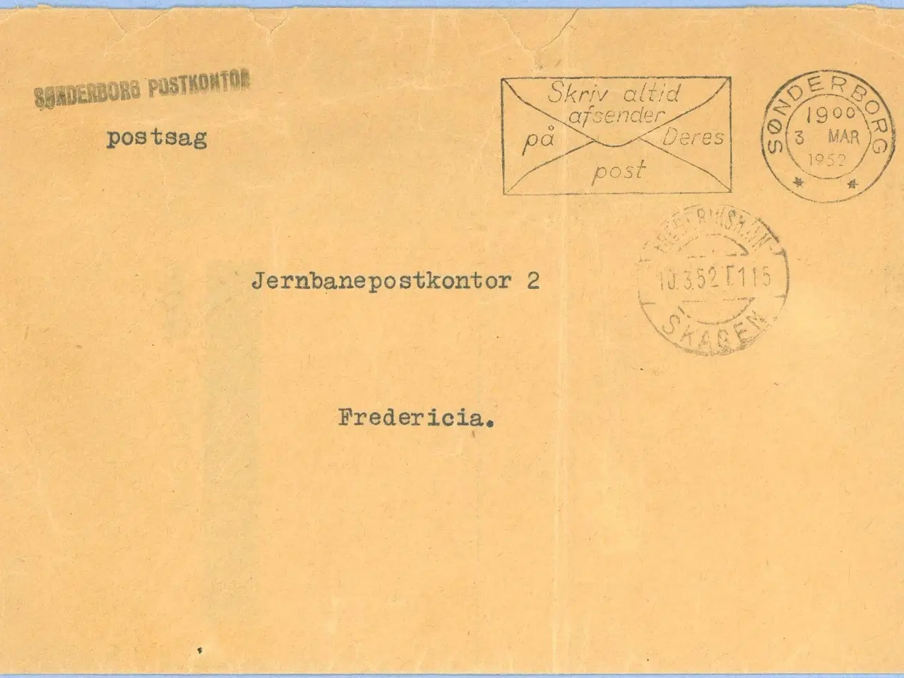 Billede 1 - Postsag. Jernbanepostkontor 2, 1952