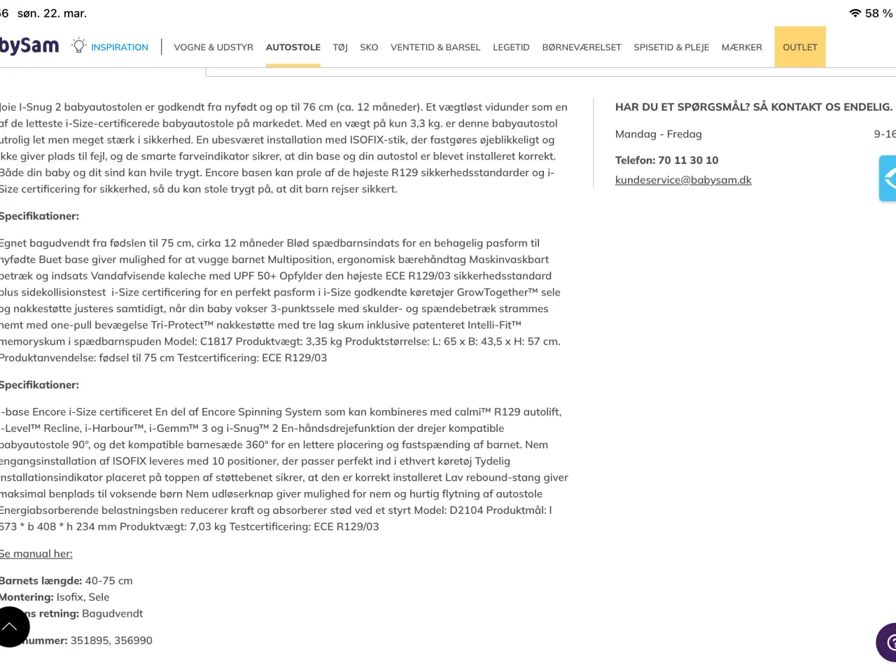 Billede 4 - Joel babyautostol med base. Som ny. Med isofix