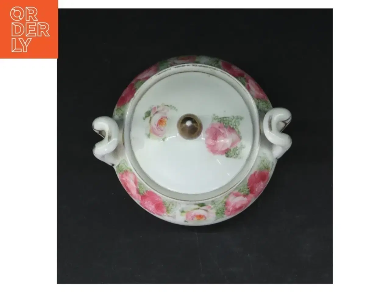 Billede 6 - Retro Porcelænssukkerskål med roser (str. 11,5 cm)