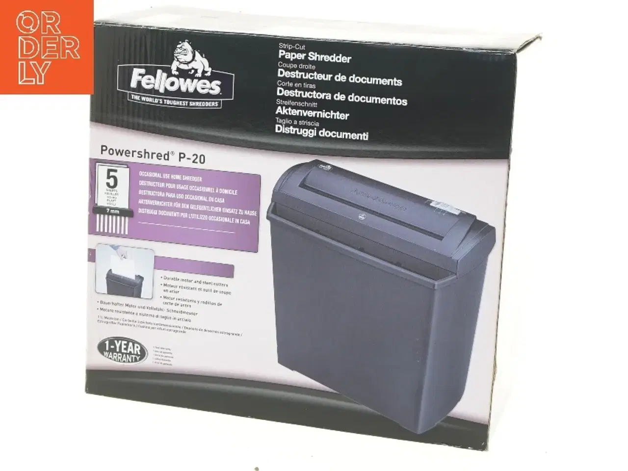 Billede 2 - Fellowes Powershred P-20 papirskærer fra Fellowes (str. 27x29x16 cm)