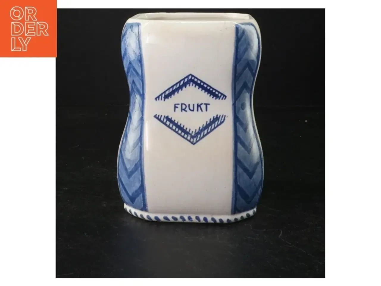 Billede 1 - Blå og hvid keramik krukke (str. 16 cm ø 10 cm)